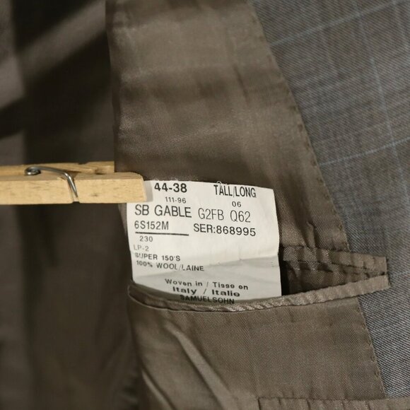 Samuelsohn x Loro Piana Super 150s Wool Blazer 44L Gray Plaid Italy - Picture 10 of 15